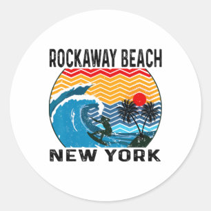 Rockaway Beach New York Surfing Surfboard  Classic Round Sticker