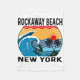 Rockaway Beach New York Surfing Surfboard Fleece Blanket