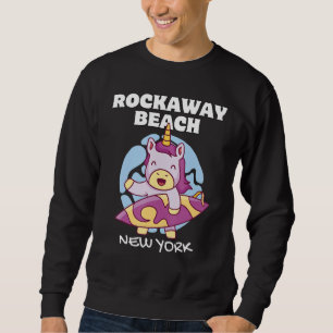 ROCKAWAY BEACH NEW YORK Vintage Surf Retro Unicorn Sweatshirt
