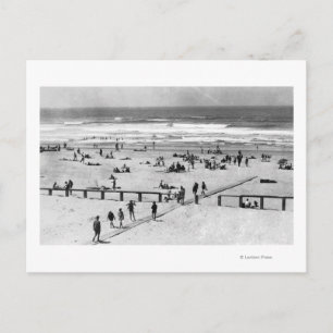 Rockaway, Oregon Beach Scene and Swimmers Postcard