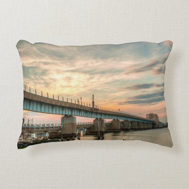 Rockaway Train Bridge Decorative Cushion (Front)