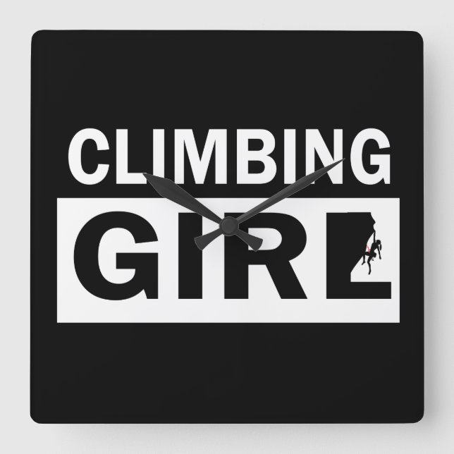 Rockclimbing girl square wall clock (Front)