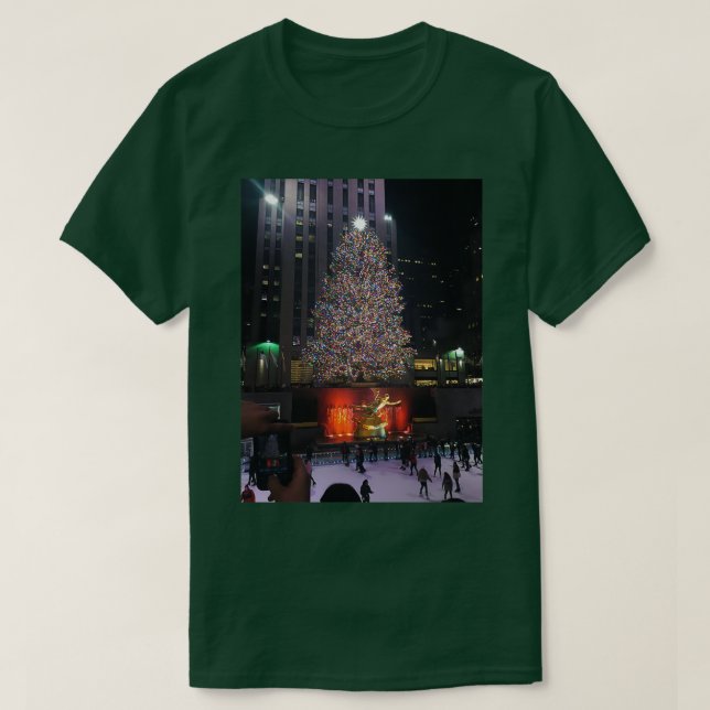 Rockefeller Centre Christmas Tree Scene T-Shirt (Design Front)