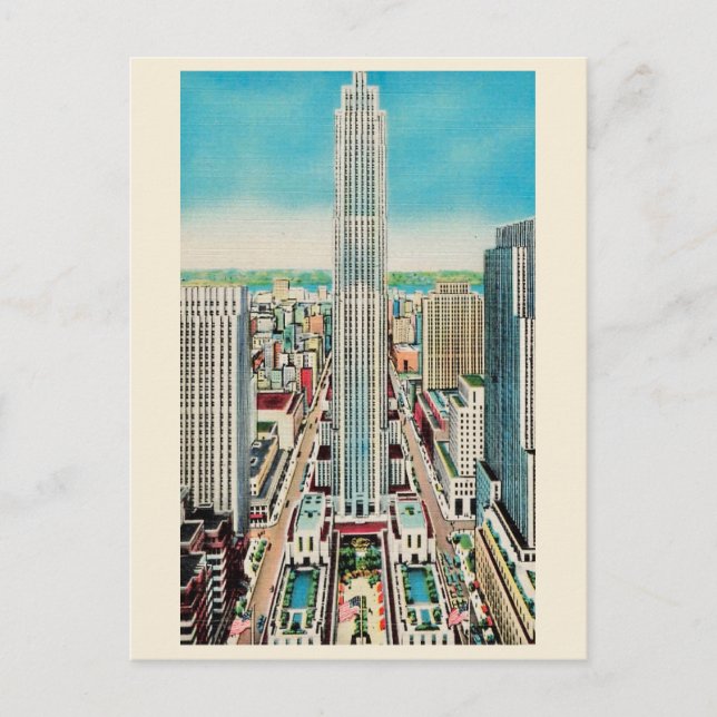 Rockefeller Centre NYC Vintage Postcard (Front)