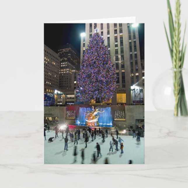 Rockefeller Centre Tree and Skaters Holiday Card (Front)