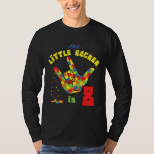 Rocker Age 8 Born Birth Puzzle Autism Awareness T-Shirt