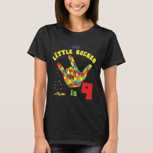 Rocker Age 9 Born Birth Puzzle Autism Awareness T-Shirt
