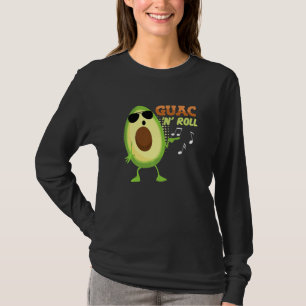 Rocker Avocado Saying Guac N Roll Guacamole Mexica T-Shirt