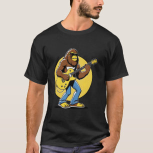 Rocker Bigfoot Sasquatch Loves Rock N Roll Sunglas T-Shirt