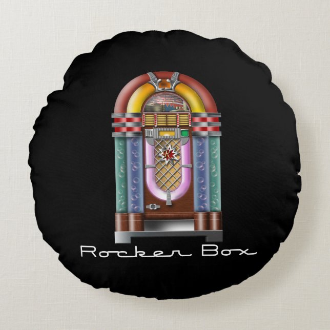 Rocker Box JukeBox Retro Rock Round Cushion (Front)