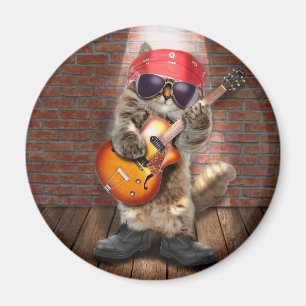 Rocker cat magnet