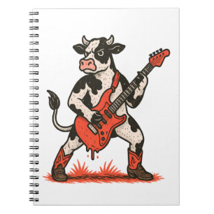 Rocker Cow PNG, Cow Playing Guitar Notebook