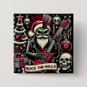 Rocker father xmas 15 cm square badge