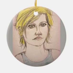 Rocker Girl with Tattoo Ceramic Ornament