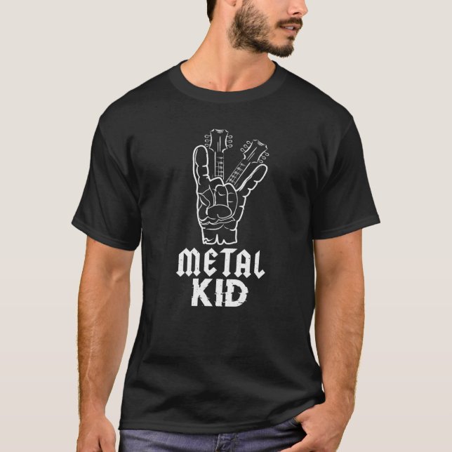 Rocker Hand Sign Metal Music Love Guitar Rock Meta T-Shirt (Front)
