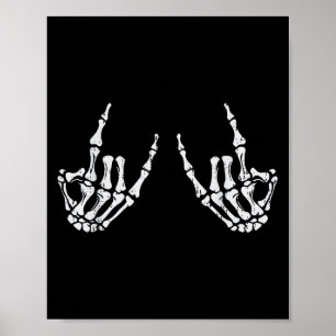 Rocker Hand Sign Rock Skeleton Halloween Costume M