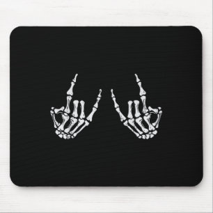 Rocker Hand Sign Rock Skeleton Halloween Costume M Mouse Pad