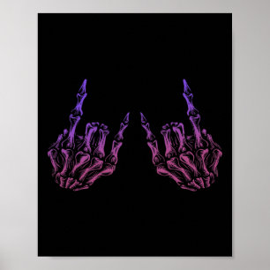 Rocker Hand Sign Rock Skeleton Retro Halloween Men