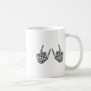 Rocker Hand Sign Rock Skeleton Retro Halloween Men Coffee Mug