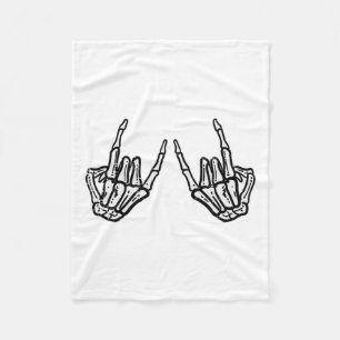 Rocker Hand Sign Rock Skeleton Retro Halloween Men Fleece Blanket