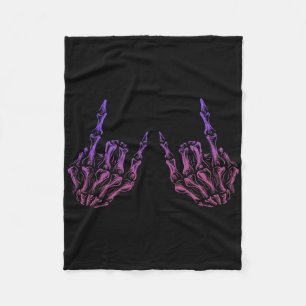Rocker Hand Sign Rock Skeleton Retro Halloween Men Fleece Blanket