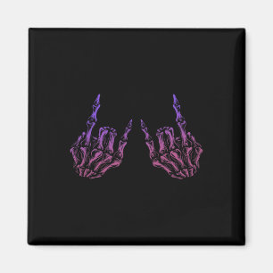 Rocker Hand Sign Rock Skeleton Retro Halloween Men Magnet