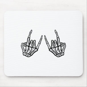 Rocker Hand Sign Rock Skeleton Retro Halloween Men Mouse Pad