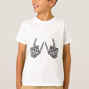 Rocker Hand Sign Rock Skeleton Retro Halloween Men T-Shirt