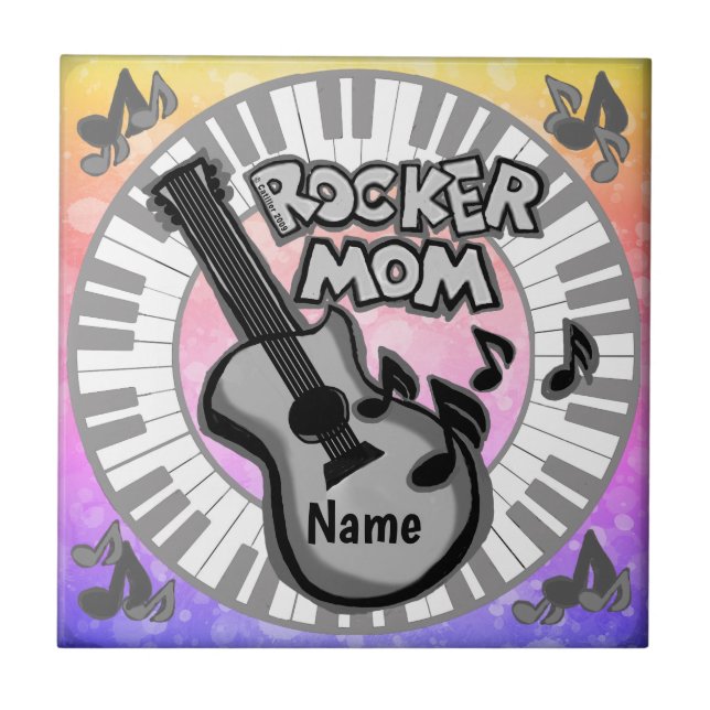 Rocker Mum  Ceramic Tile (Front)