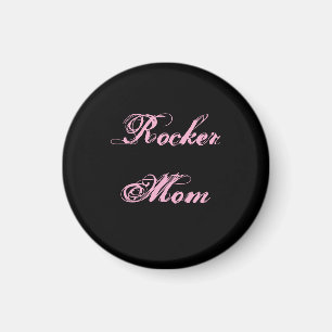 Rocker Mum Fridge Magnet (Black & Pink)