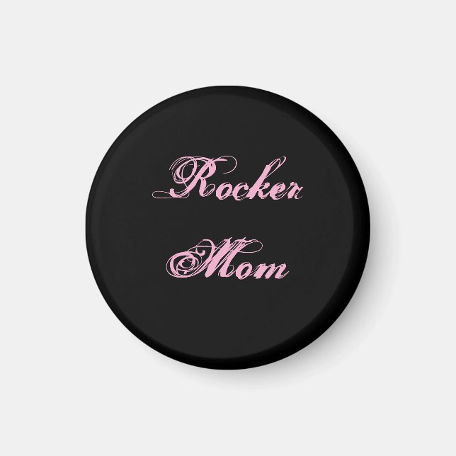 Rocker Mum Fridge Magnet (Black & Pink) (Front)