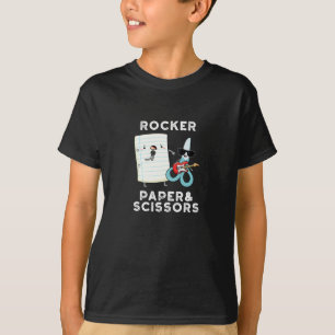 Rocker Paper And Scissors Funny Game Pun Dark BG T-Shirt
