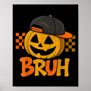 Rocker Pumpkin Cap Skater Cool Halloween Punk Rock Poster