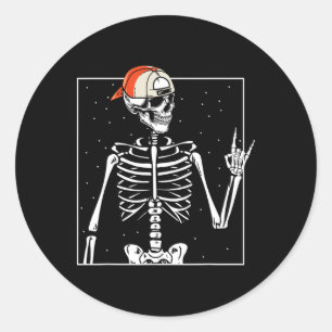 Rocker Skeleton Cap Skater Cool Halloween Punk Classic Round Sticker