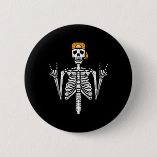 Rocker Skeleton Cap Skater Cool Halloween Punk Roc 6 Cm Round Badge