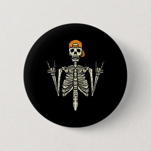Rocker Skeleton Cap Skater Cool Halloween Punk Roc 6 Cm Round Badge