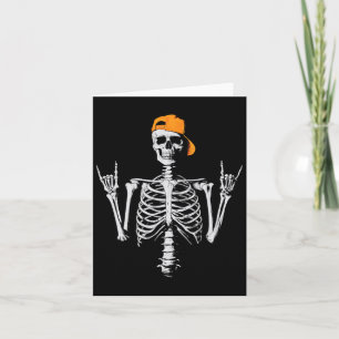 Rocker Skeleton Cap Skater Cool Halloween Punk Roc Card