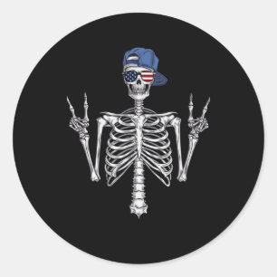 Rocker Skeleton Cap Skater Cool Halloween Punk Roc Classic Round Sticker