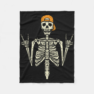 Rocker Skeleton Cap Skater Cool Halloween Punk Roc Fleece Blanket