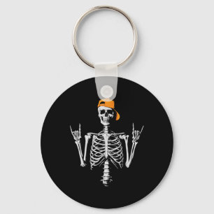 Rocker Skeleton Cap Skater Cool Halloween Punk Roc Key Ring