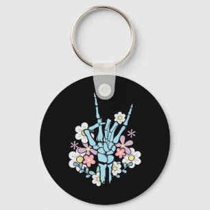 Rocker Skeleton Cap Skater Cool Halloween Punk Roc Key Ring