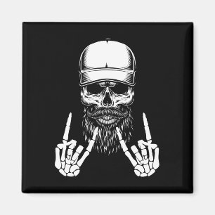 Rocker Skeleton Cap Skater Cool Halloween Punk Roc Magnet