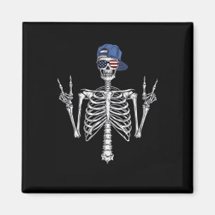 Rocker Skeleton Cap Skater Cool Halloween Punk Roc Magnet