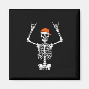 Rocker Skeleton Cap Skater Cool Halloween Punk Roc Magnet