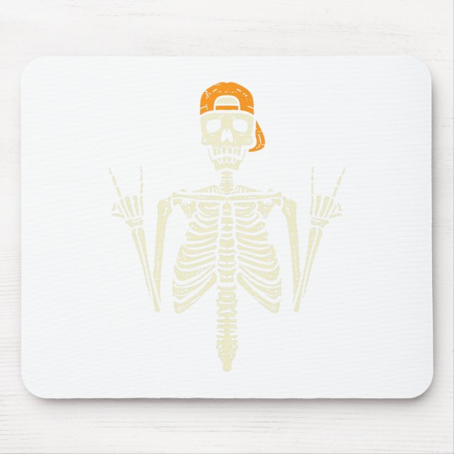 Rocker Skeleton Cap Skater Cool Halloween Punk Roc Mouse Pad (Front)