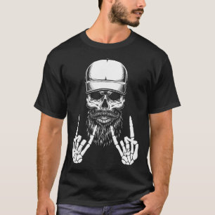 Rocker Skeleton Cap Skater Cool Halloween Punk Roc T-Shirt