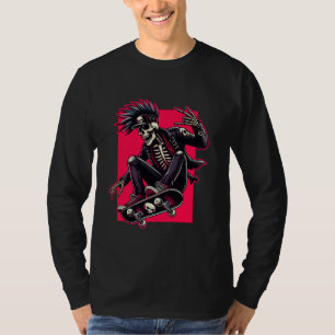 Rocker Skeleton Cap Skater Cool Halloween Punk Roc T-Shirt