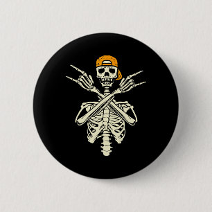Rocker Skeleton Cap Skater Halloween Hand Rock Gir 6 Cm Round Badge