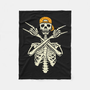 Rocker Skeleton Cap Skater Halloween Hand Rock Gir Fleece Blanket