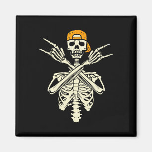 Rocker Skeleton Cap Skater Halloween Hand Rock Gir Magnet